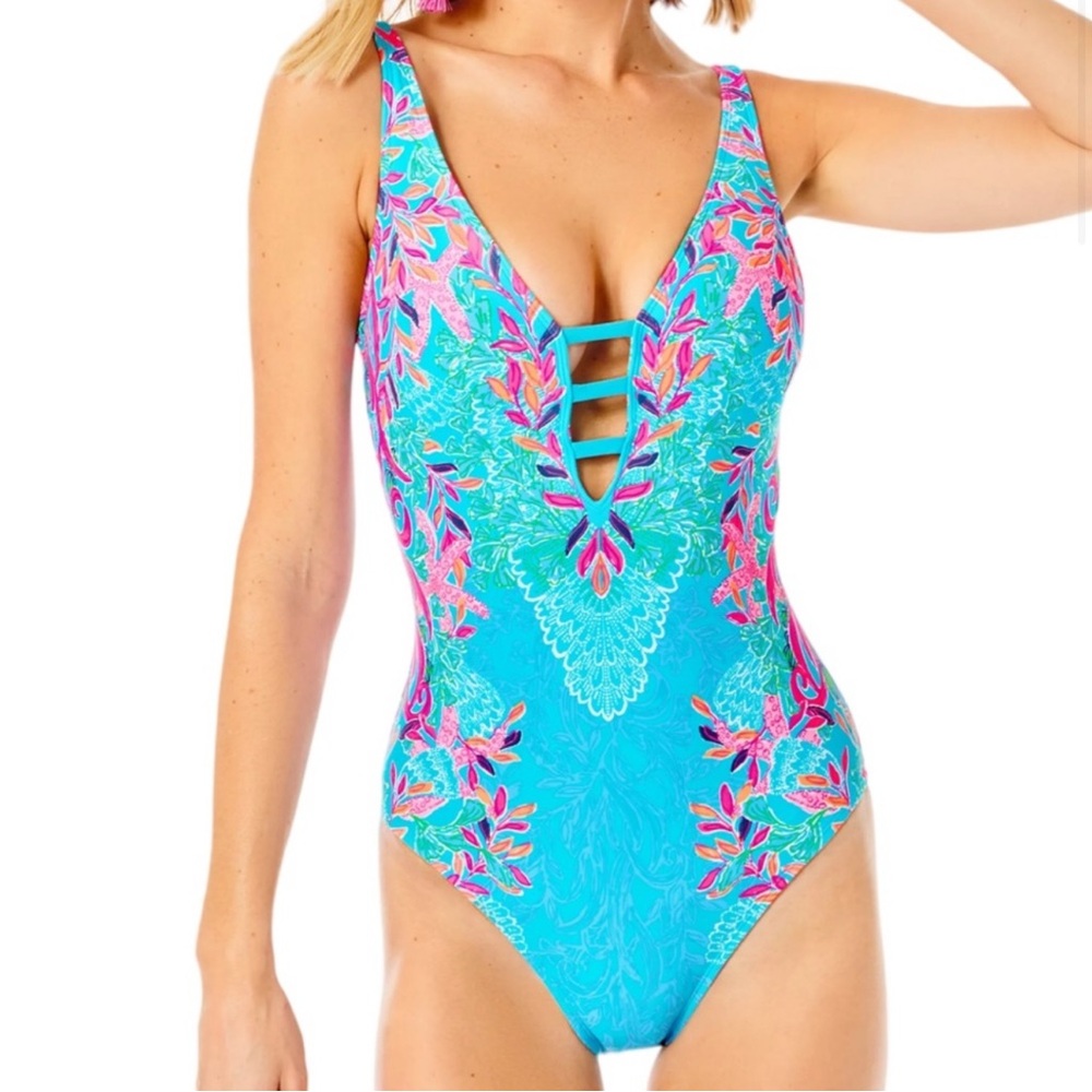 NWT Jaspen One-Piece Swimsuit- Multi Seaweed Samba engineered print Selling